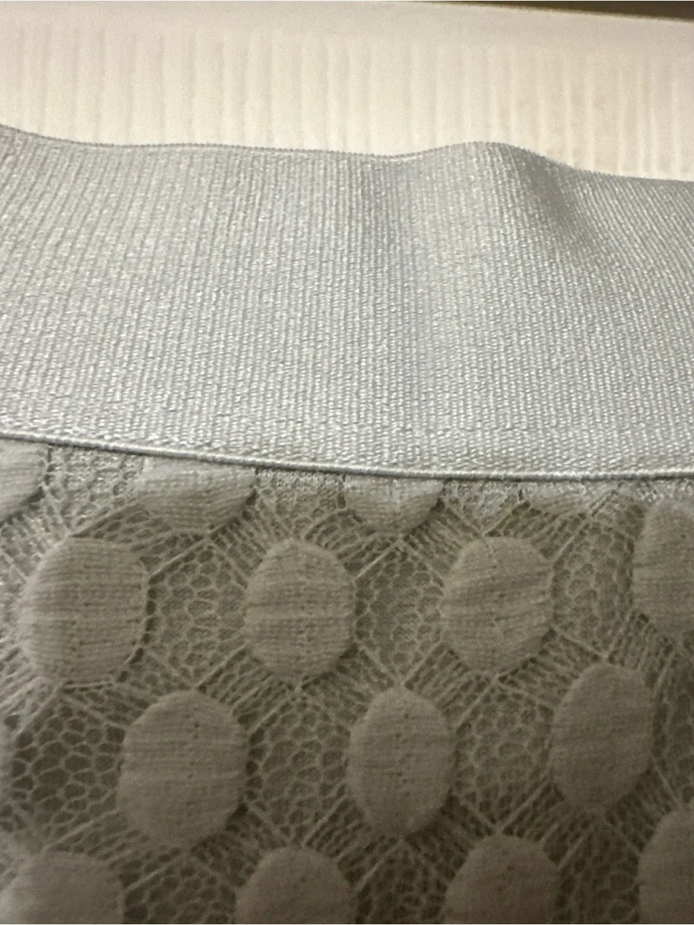 Max Edition Pale Gray Textured Circle Skirt with Ruffled Lace Trim